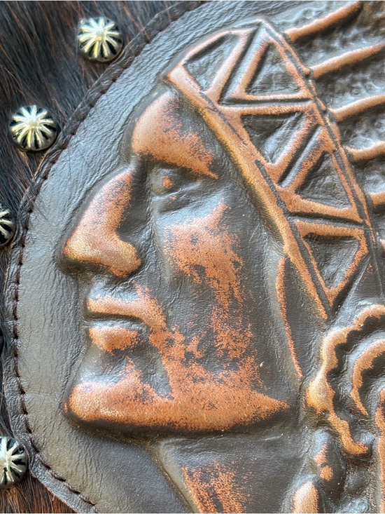 Raviani Studded Native American Fringe Crossbody Bag In Hair-On Cowhide EUC - Picture 11 of 17